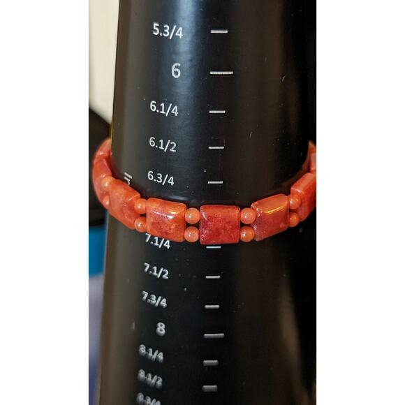 Reddish Brown Stone Bead Stretch Bracelet - Picture 3 of 5